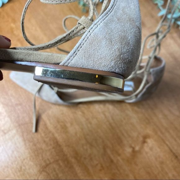 Steve Madden Sunshine Pointed Toe Nude Suede Lace-Up Ballet d’Orsay Flats 6 - Picture 13 of 13